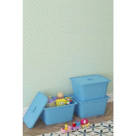 Resim Pratico Mavi Derin Kapaklı Oyuncak Sepeti 3 Adet 22 cm Derinlik 40 cm Yükseklik 30 cm 3DS3K 