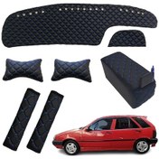 Resim Fiat Tipo Göğüs Halısı+Kolçak+Kemer Konfor+Boyunluk Siyah-Mavi (528502135) 