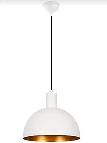 Resim Dylight Retro Metal Beyaz içi Gold Dekoratif Kafe Mutfak Rustik Tekli Sarkıt Avize çap:30 cm beyaz içi gold dy2001 