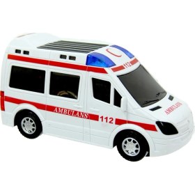 Resim Prestij Işıklı Sesli Pilli Ambulans Çocuklar İçin 20 cm Uzunluğunda Eğlenceli Oyuncak 