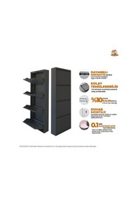 Resim 4'lü Metal Ayakkabılık - Antrasit 