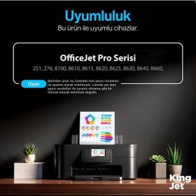Resim Kingjet Hp Officejet Pro 8620 Uyumlu Yüksek Kapasiteli 4 Renk Takım Çipli Uyumlu Kartuş 950xl 