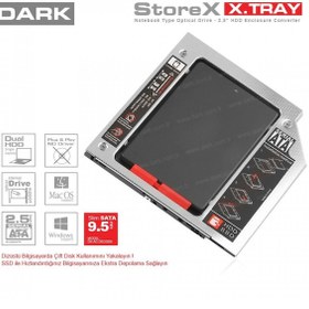 Resim DARK STOREX XTRAY DK-AC-DSOSD9 9.5MM NOTEBOOK OPTİK SATA SSD HDD 