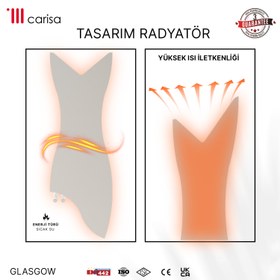Resim Carisa Glasgow Dikey İnce Tasarım Çelik Radyatör Modern Tasarım Beyaz - 1190x400 mm 