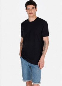 Resim Colin's Colins Regular Fit Yuvarlak Yaka Jakarlı Erkek Siyah Kısa Kol Tişört Cl1074681 Q1.v1 Blk Siyah 