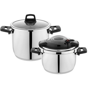 Resim Schafer Optima Düdüklü Tencere Seti 4 L + 6.5 L Siyah - Gri Siyah 