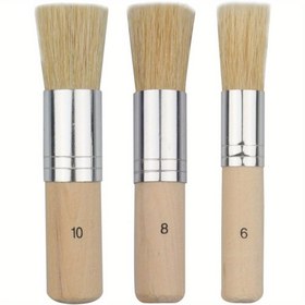 Resim 3'lü Ahşap Şablon Fırça Seti, Saf Doğal DIY Sanat El Sanatları Boya Fırçası Akrilik Boya, Ahşap, Yağlı Boya, Suluboya, Şablon Projesi, Kart Yapımı ve DIY Sanat El Sanatları için Mükemmel 