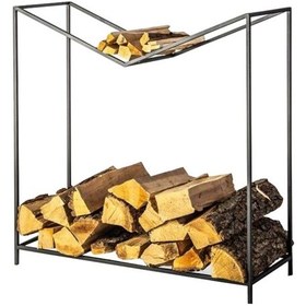 Resim Odun Rafı Metal Tasarım Şömine Yanı İki Katlı Odunluk 