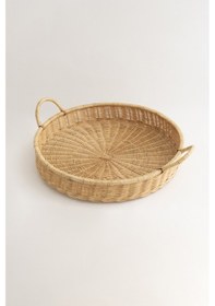 Resim Meander Doğal Rattan Kulplu Tepsi 35x5x10 Cm 4582 L 
