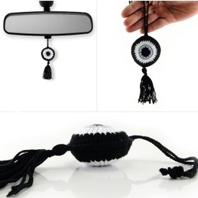 Resim bannt El Örgüsü Nazarlık Araba Süsü (SİYAH) 