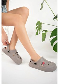 Resim Unisex Çocuk Sabo Sandalet Günlük Ev Havuz Ve Plaj Terliği Gri 