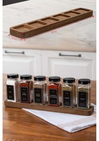 Resim Mienda Home 6'lı Cam Baharatlık Seti Siyah Kapaklı-etiketli Ahşap Standlı Baharatlık Seti-mh01syh06 Siyah - Şeffaf 