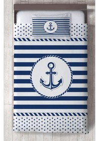 Resim Mekta Home Bebek Ve Çocuk Odası Denizci Çapa Desenli Yatak Örtüsü Renkli 