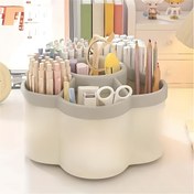 Resim 360 Derece Dönebilen Masa Organizatörü 6 Bölme ile - Dayanıklı PP Plastik Ofis Malzemeleri Caddy Makyaj Fırçaları, Kalem ve Aksesuarlar için - Ofis, Banyo, Makyaj Masası, Oda Dekoru, Ev Düzenleme, Banyo Organizatörleri ve Depolama için İdeal 