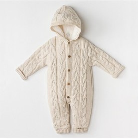 Resim Andy Wawa Unisex Bebek Triko Kozmonot Tulum Pink Melanj Ac24336 Beige 