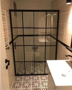 Resim Luxuryline Siyah İki Duvar Arası Cam Duşakabin H:190 