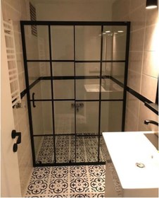 Resim Luxuryline Siyah İki Duvar Arası Cam Duşakabin H:190 