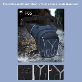 Resim Creatorally Bel Paketi, Büyük Kapasiteli Su Geçirmez Motosiklet Bacak Çantası Erkekler Için Ayarlanabilir Oxford Uyluk Paketi Yansıtıcı Şeritler ile Koyu Gri (Yurt Dışından) 