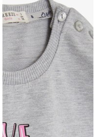 Resim Breeze Kız Çocuk Sweatshirt Unicorn Baskılı 2-6 Yaş - Gri Melanj Gri 