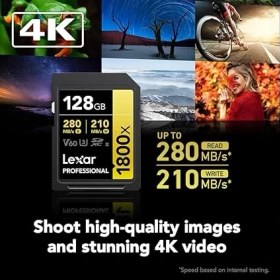 Resim Prof 128GB 1800X Sdxc Uhs-Iı 270MB/S Read 180MB/S Write C10 V60 U3 