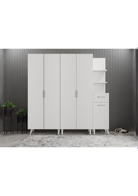 Resim Begonya Portmanto Vestiyer Ayakkabılık Beyaz 175 cm -Ücretsiz Kur 