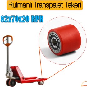 Resim 82X70X20 mm Transpalet Tekeri Rpr Rulmanlı Bilyalı Kırmızı Tekerlek Palet Taşıma Arabası Tekeri 