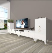 Resim Decoraktiv Eko 9220 Mdf Gold Tv Ünitesi Tv Sehpası - Parlak Beyaz 