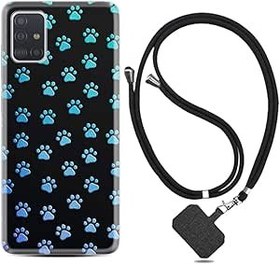 Resim kilifland Samsung Galaxy A51 ile Uyumlu Kılıf Resimli Desenli Silikon Boyun Askılı Patiler 1858 