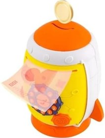 Resim Şifreli Göz Tanıma Simülasyon,parmak Izi Simülasyon ve Anahtar Özellikli Roket Tasarımlı Kumbara, Sarı 