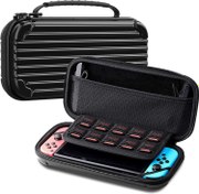 Resim CALLCASE Nintendo Switch OLED / Switch için Taşıma Çantası - NS Konsolu ve Aksesuarları için Darbeye Dayanıklı Koruyucu Sert Kabuk Saklama Çantası, 10 Oyun Kartı Yuvalı Taşınabilir Seyahat Çantası - Siyah 