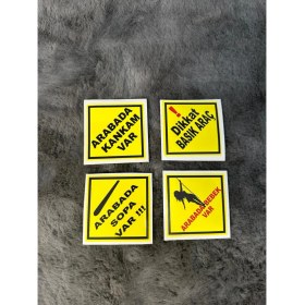 Resim Otomor Aksesuar Arabada Bebek Var Kankam Var Sopa Var Dikkat Basık Araç Etiket Sticker Araba Yazı 4'lü 7X7CM 