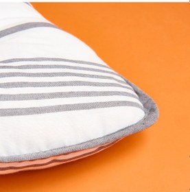 Resim Soft Elegant Curves Kalın Çizgili Sandalye Minderi - Ekru / Siyah - 43x43 Cm Renkli 