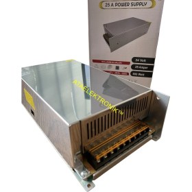 Resim Ata Elektronik Webasto Vebasto Su Pompası Alarm Adaptörü 24 Volt 25 Amper 600 Waat Kalın Tip Metal Kasa Şerit LED Trafo 24V Adaptör Driver Trafo Adaptör 24V 25A 600W Fanlı 