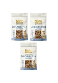Resim Nutri Feline Chicken & Fısh Sandwich Tavuklu Ve Balıklı Tahılsız Kedi Ödülü 50 Gr. X 3 Adet 