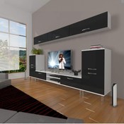 Resim Decoraktiv Eko 9 Mdf Dvd Krom Ayaklı Tv Ünitesi Tv Sehpası - Beyaz - Siyah 