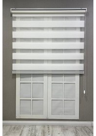 Resim Zebra Stor Perde Geniş Plise Güneşlik Perde Beyaz Beyaz 