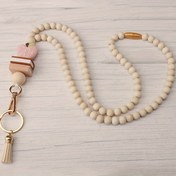 Resim 1 Adet Ahşap Boncuk Kolye Anahtarlık ile Püskül, İngilizce Metin "Öğret Love İlham Ver" - Öğretmen Takdir Hediyesi, Kart Tutucu Lanyard Aksesuarı 