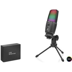 Resim Profesyonel Rgb Mikrofon Dokunmatik Mute Ve Gain Kontrollü Type-c - Siyah Me31 