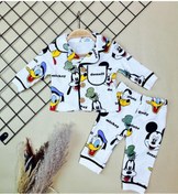 Resim Sparrow Laurel Unisex Bebek Pluto & Mickey Baskılı Alt Üst Gecelik Takımı, Önden Düğmeli Pijama Takımı (6-24 Ay) 