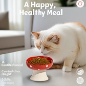 Resim Yükseltilmiş Kedi ve Köpek Besleme Kabı - Çift Bölme Yüksek Platform Tasarımı, Kolay Temizlenebilir Dayanıklı Kedi ve Küçük Köpekler İçin Yiyecek ve Su Kabı, Modern Beyaz Taban ile Sarı ve Kırmızı Polka Dots Desenleri, Evcil Hayvan Besleme İstasyonu, Eğlenceli Evcil Hayvan Aksesuarı, Kolay Temizlenebilir Malzeme 