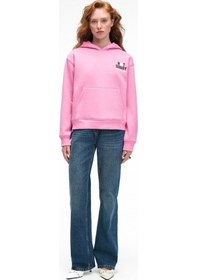Resim Grimelange YUMEA Kadın Oversize Kapüşonlu Baskılı Pembe Sweatshirt 
