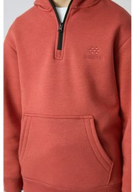 Resim Tommylife Tommy Life Kiremit Pamuklu Kalın İçi Tüylü Yumuşak Dokulu Standart Fit Nakışlı Erkek Çocuk Sweatshirt - 11244 Kiremit 