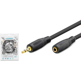 Resim HADRON Hdx1019 Aux3.5 (M) To Aux3.5 (F) Kablo 2lıne Gold 3m Siyah 