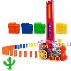 Resim Canda Oyuncak Pilli Dominolu Tren Kutulu 80 Parça Domino Taşı Dizen 