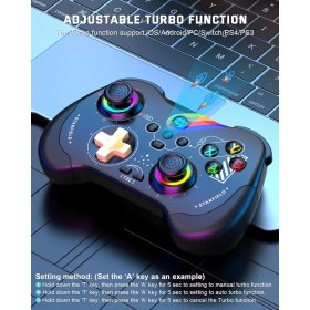 Resim Playstation 3/4 Nintendo Swich Ios-Android Telefon Pc Uyumlu Kablosuz Işıklı Oyun Kolu 