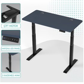 Resim Karr Office O-Flex O2S6 Duo Çift Motorlu Elektrikli Yükseklik Ayarlı Masa - 160X80 - Pasifik Mavi/S Mavi 