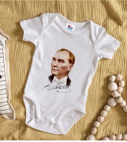 Resim Bk Kids Atatürk Temalı Beyaz Bebek Body Zıbın-15 Çok Renkli 