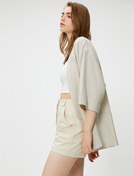 Resim Keten Kimono Cepli 3/4 Kollu 