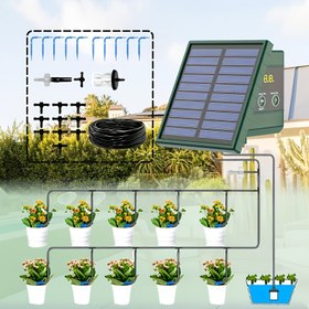 Resim Güneş damla sulama sistemi ve bahçe otomatik sulama sistemi, 10 m su borusu ile birlikte, 10 saksı sulamayı destekler, DIY sulama aralığı, anti-sifon, eller serbest, endişesiz seyahat, bahçe, sera, avlu, çim için uygun 