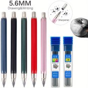 Resim 3 adet/takım 5.6mm Metal Mekanik Kalem Seti 2B/4B/6B/8B Sanat Otomatik Kalem Okul Sezonu için Dolum ile Çizim, Yazma Kırtasiye, Mühendis Malzemeleri İnce Yazma Aletleri (1 Kalem + 2 Kutu Kurşun Dolumları) 